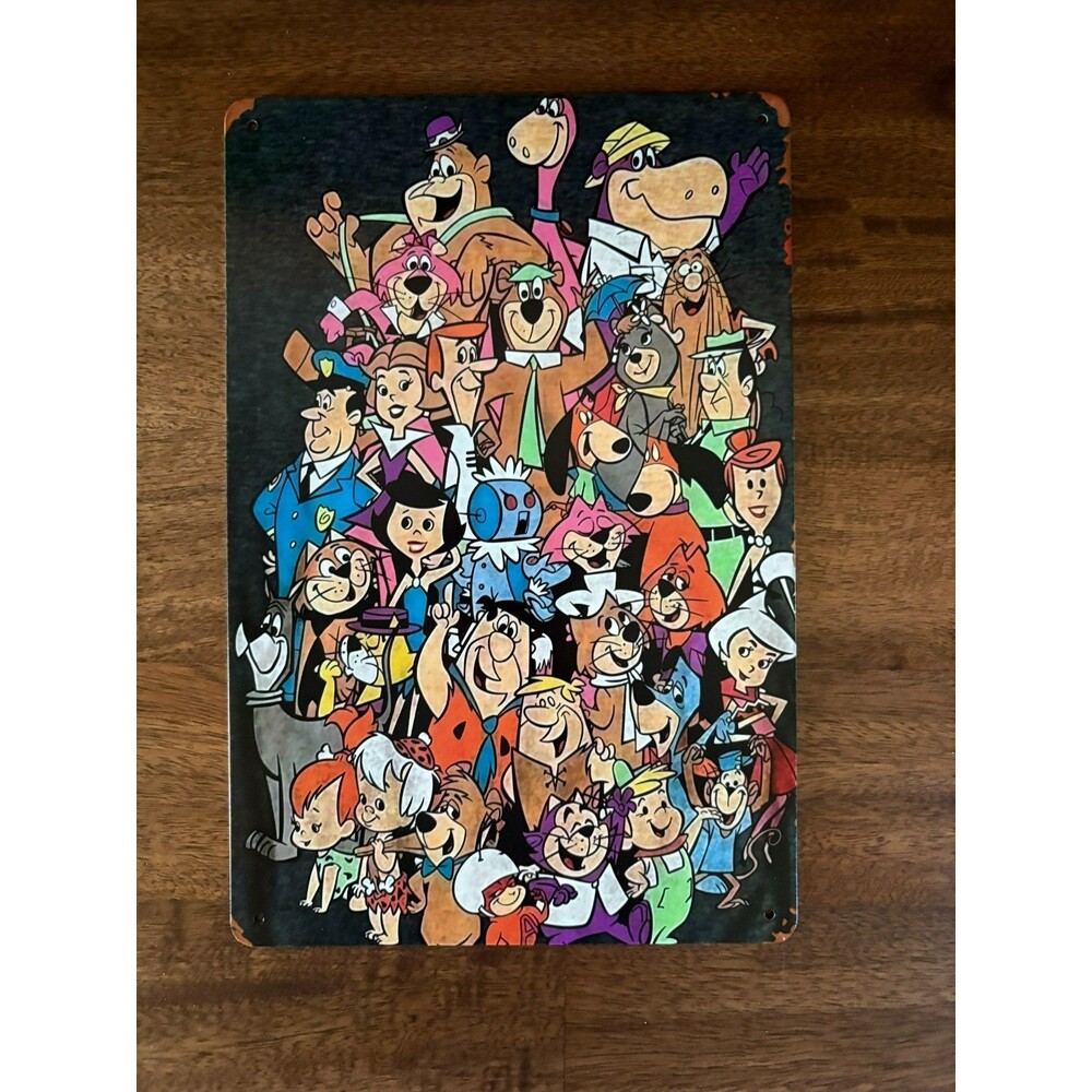 Classic Hanna-Barbera Cartoon Characters Vintage Style Metal Tin Sign - 12x8